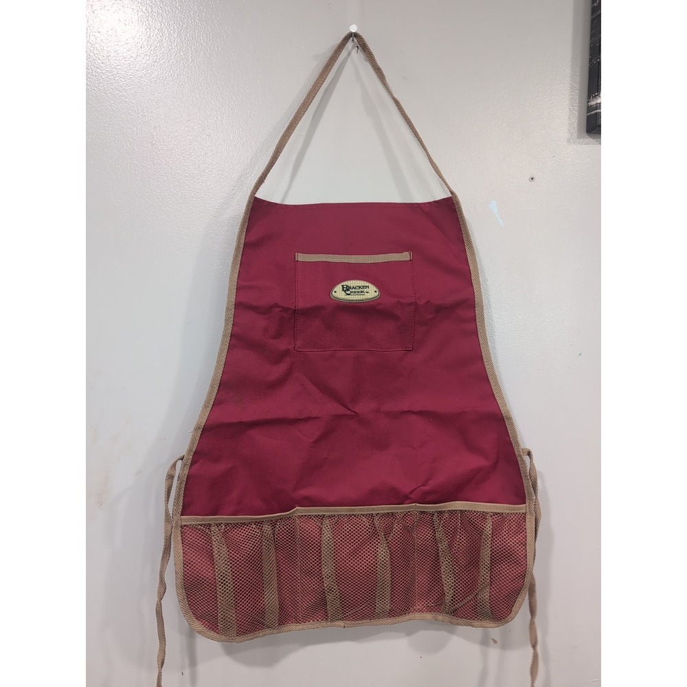 Bracken Creek Maroon Garden Apron With 3 Mesh Pockets 1 Chest Pocket